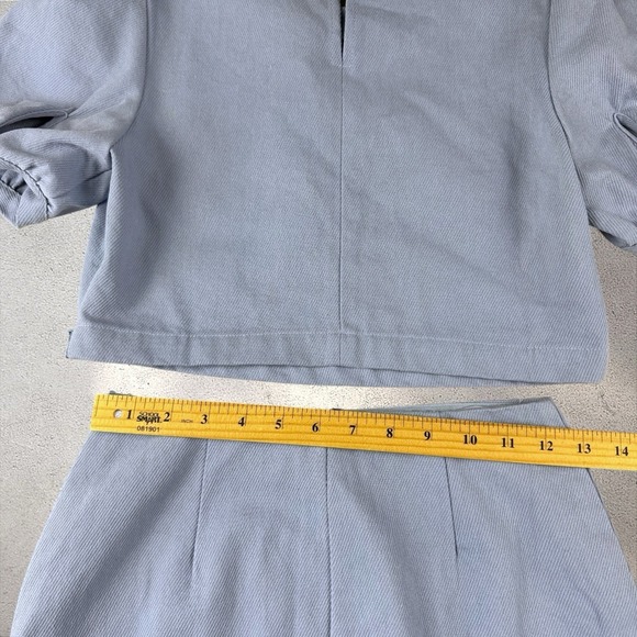 Anthropologie En Saison Bijou Lightweight Denim Blue Skirt And Top Set XS NWT - Picture 7 of 10
